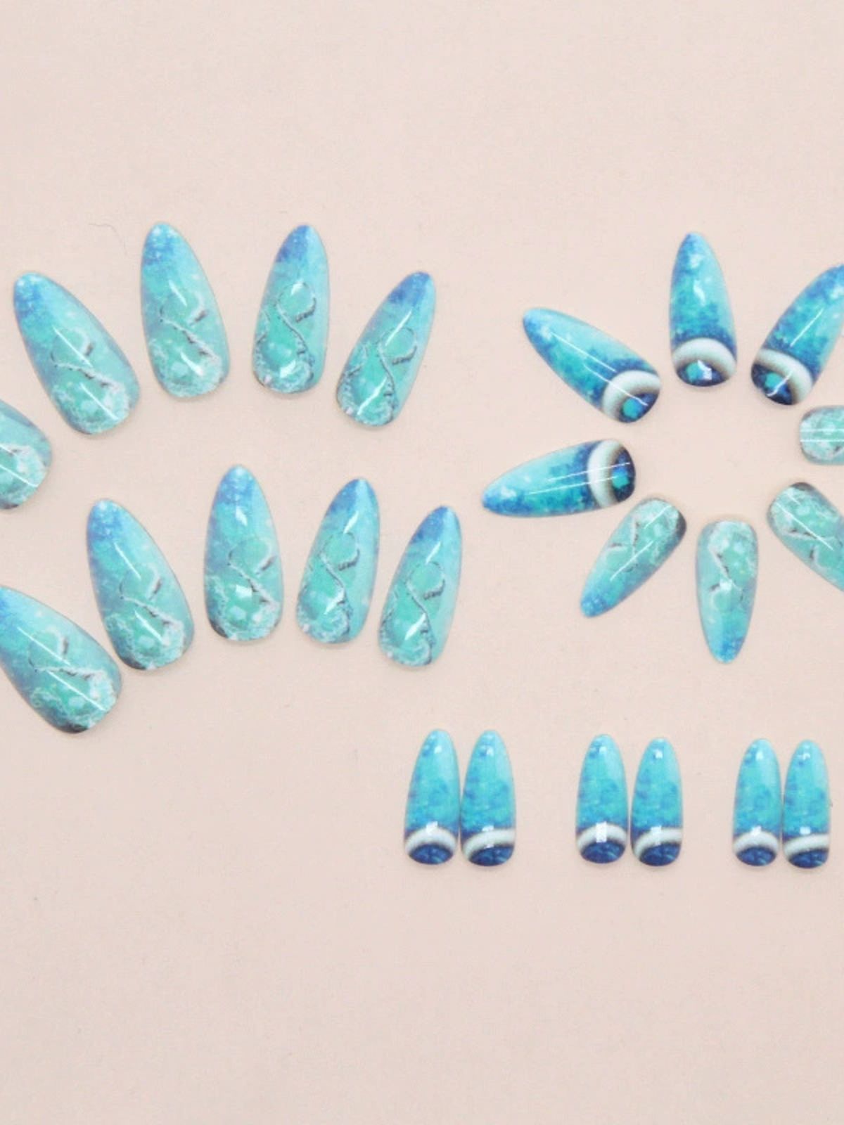 Glass Ocean Blue Nails