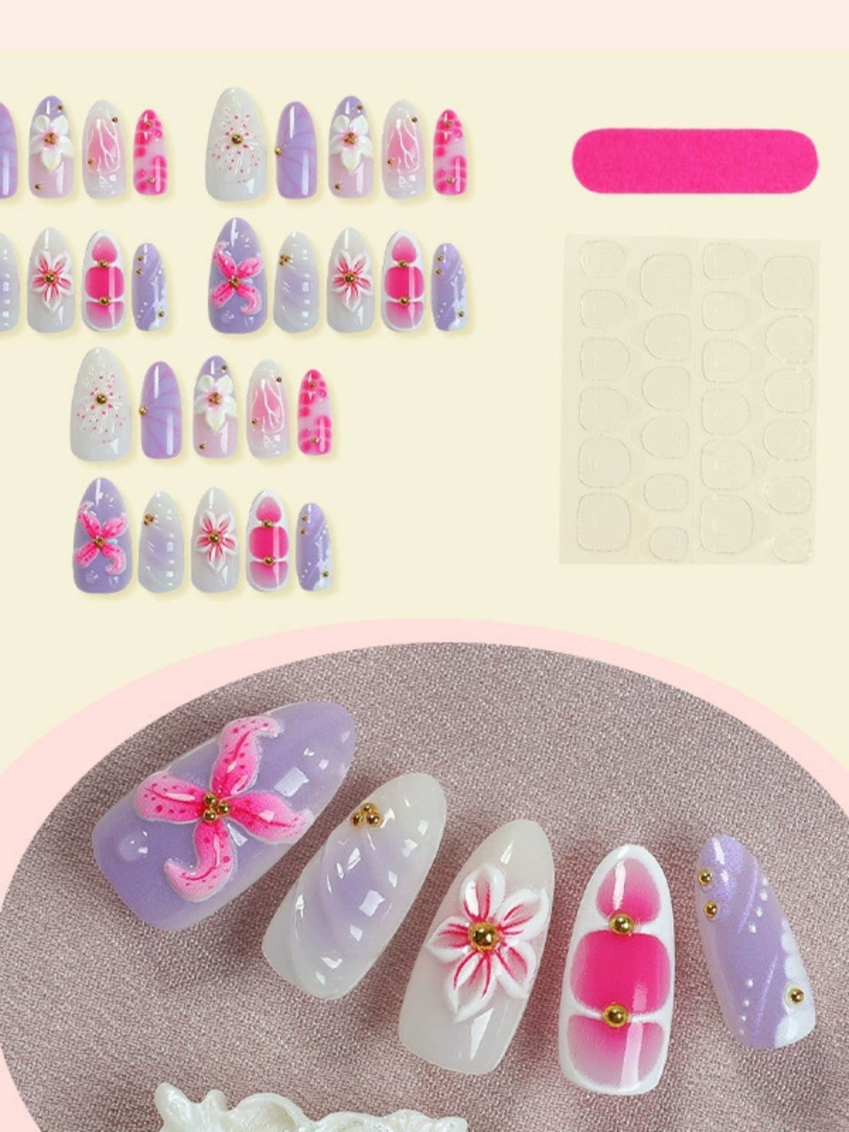 Floral Finesse Pink Nails