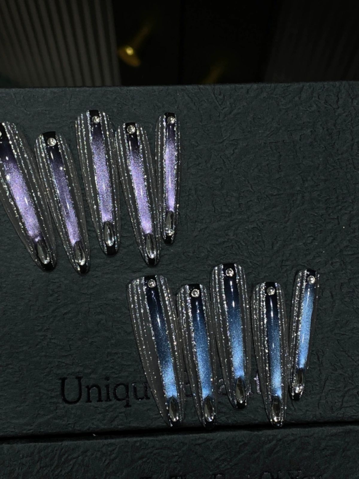 Diamond Dazzle Blue Nails