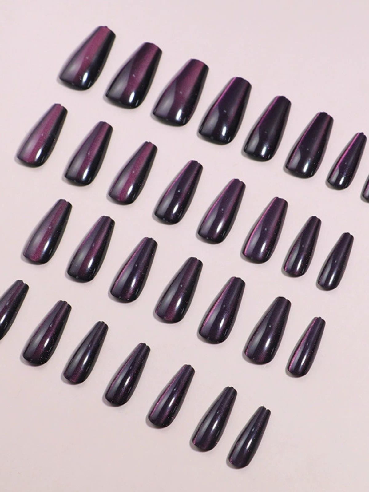 Glitter Galaxy Purple Nails