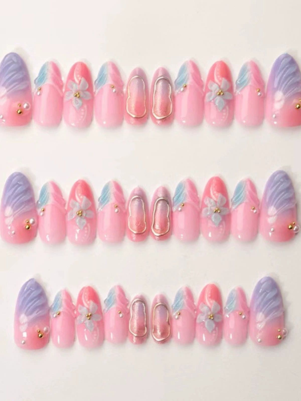 Pastel Petals Pink Nails