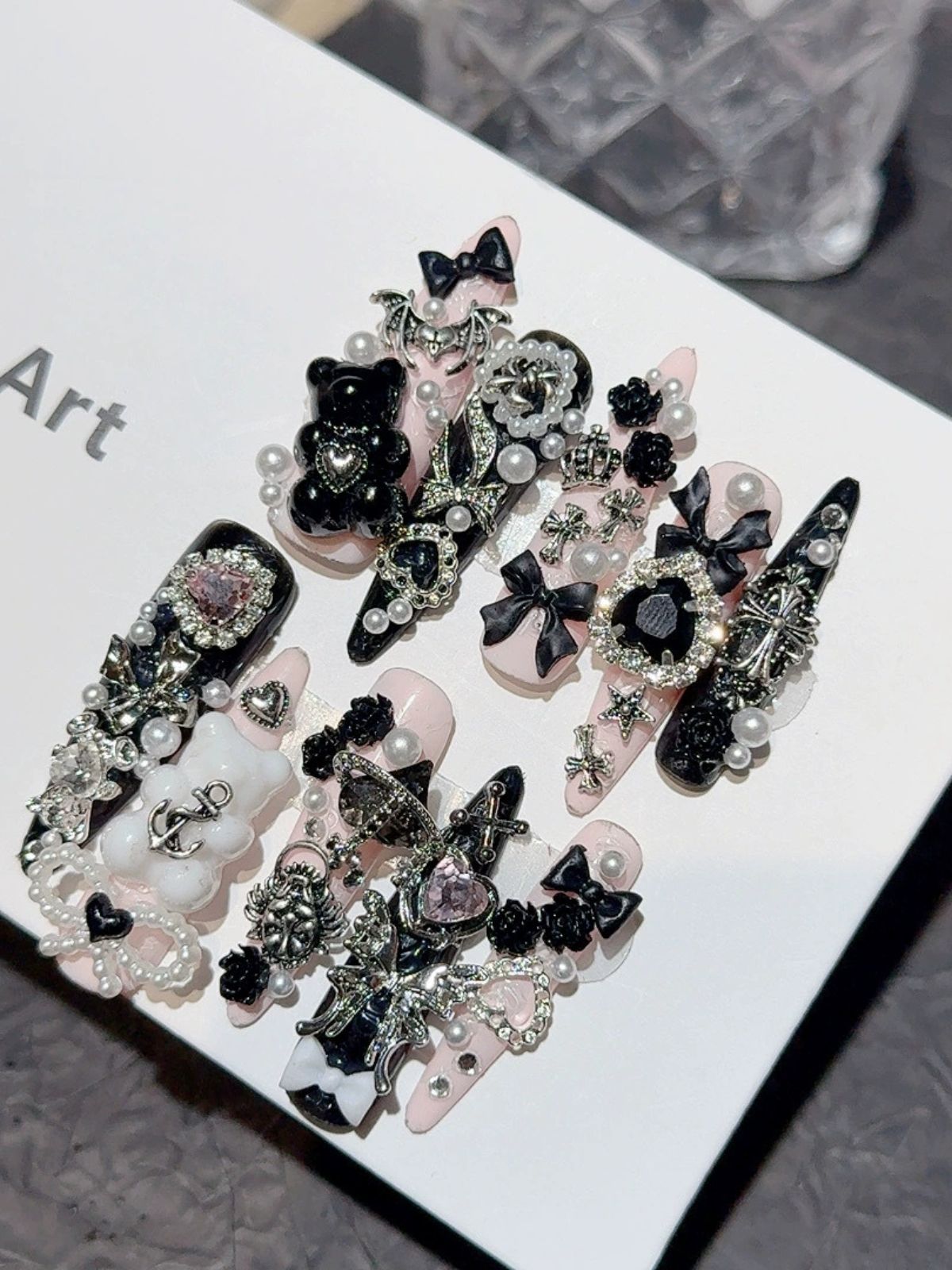 Silver Excess Black Nails