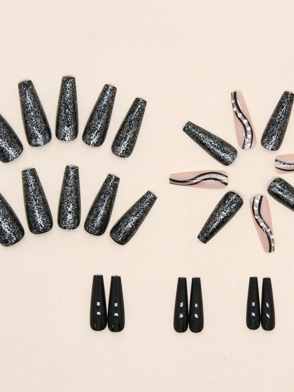 Galaxy Glitter Black Nails