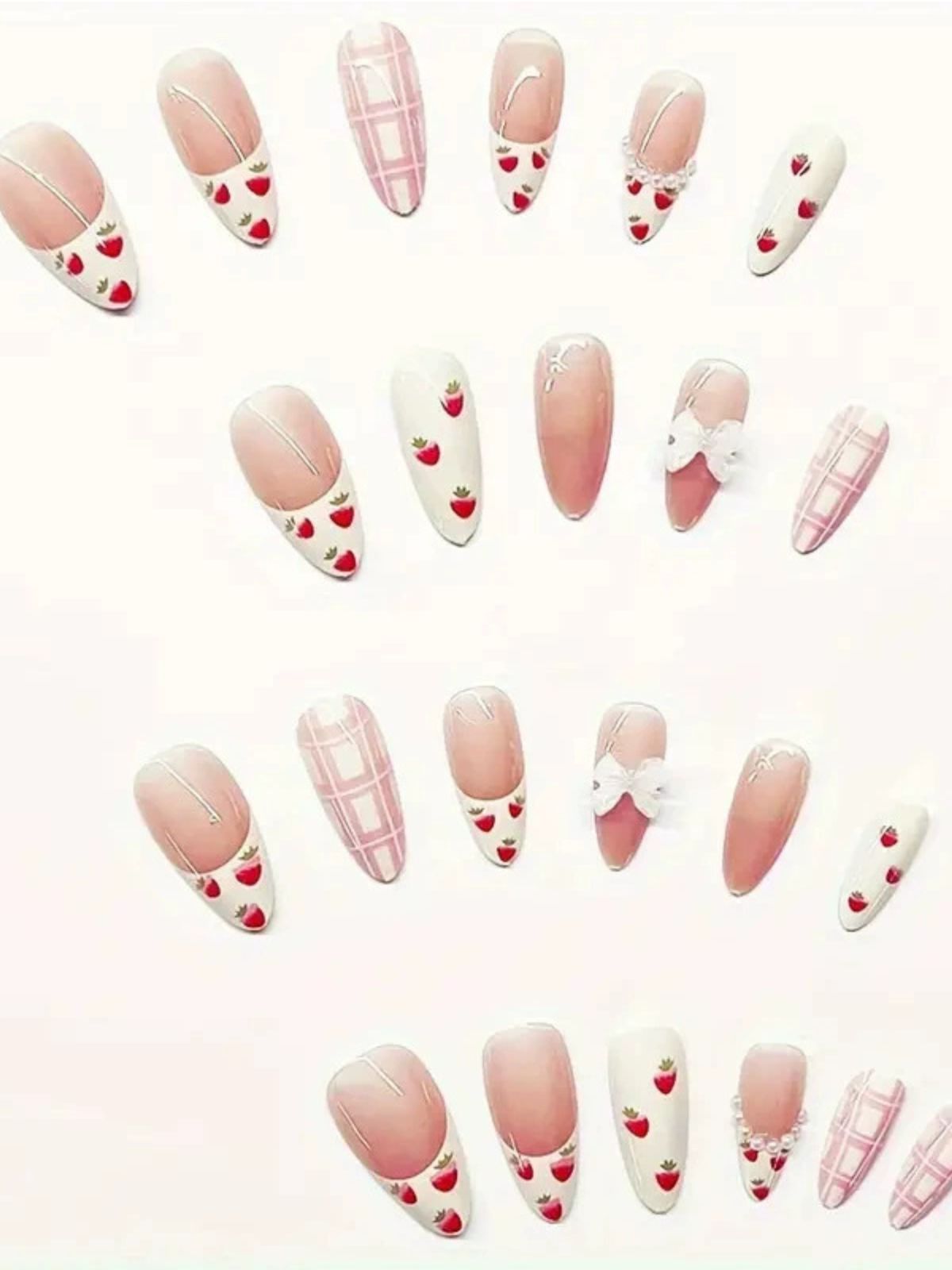 Strawberry Sweetie Pink Nails