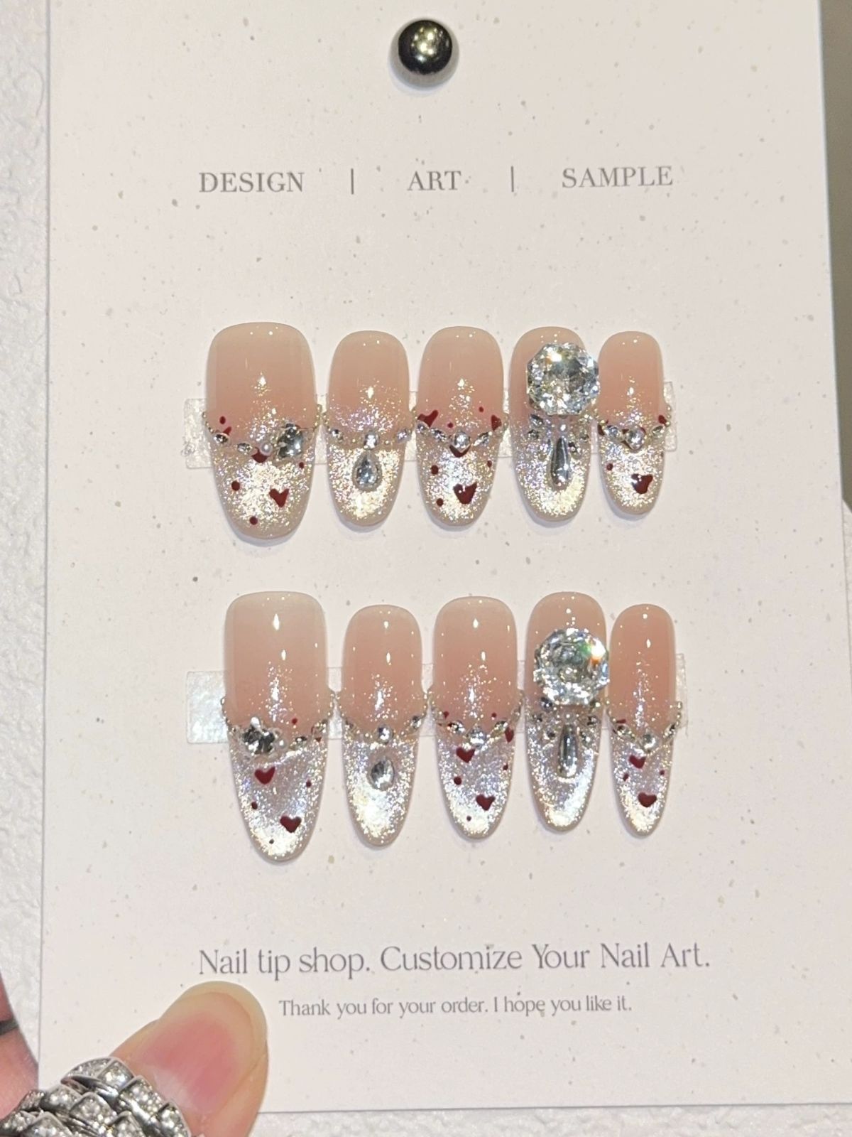 Love Sparkle Pink Nails