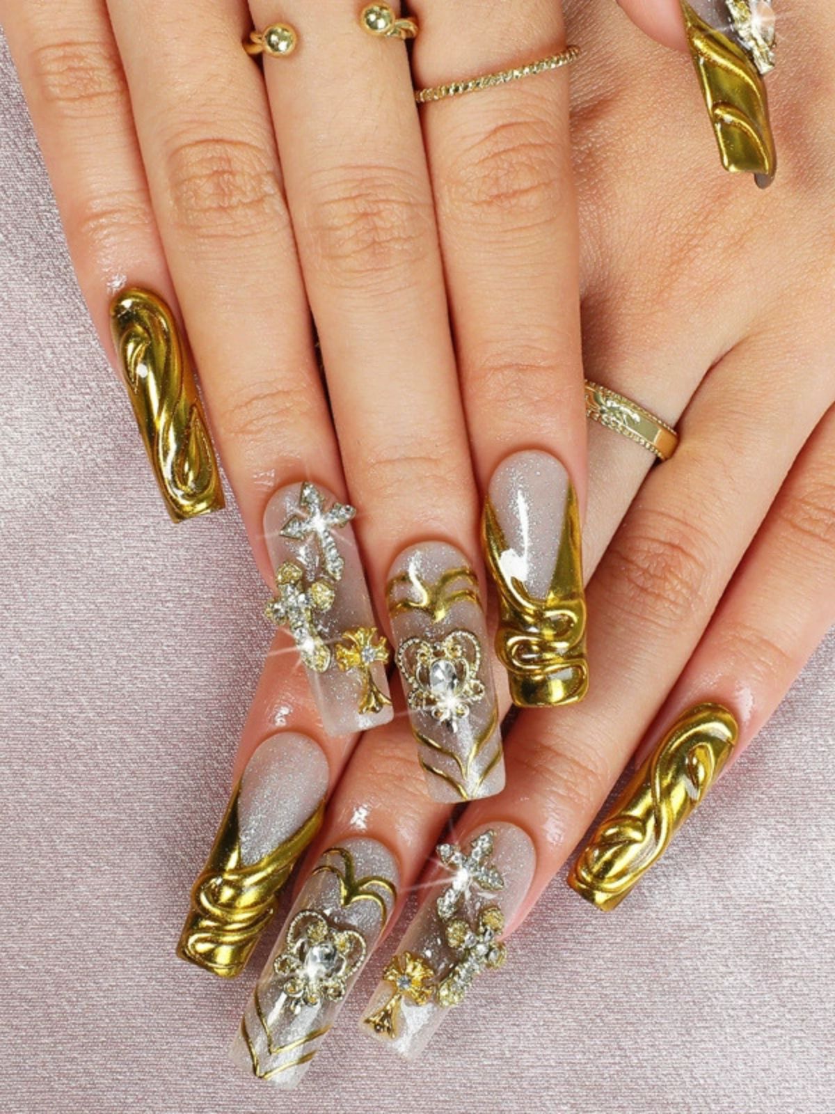 Royal Opulence Gold Nails