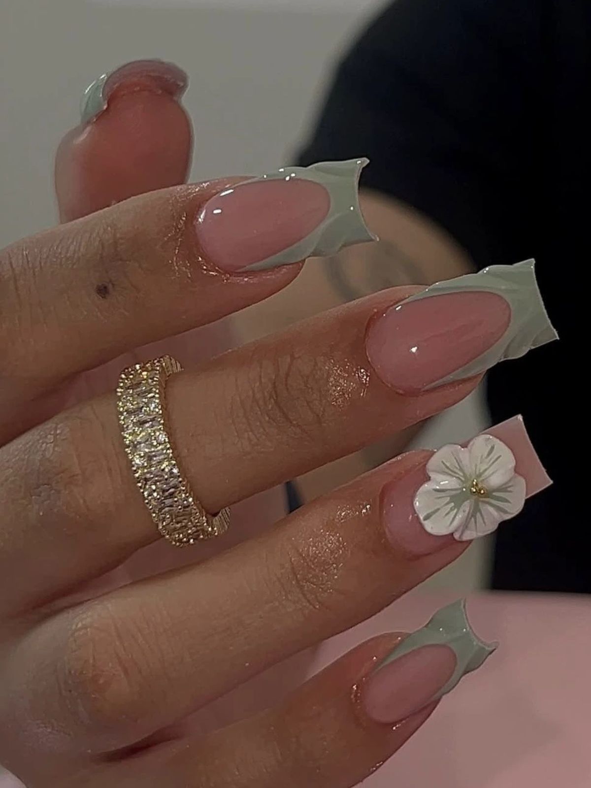 Sage Petal Green Nails