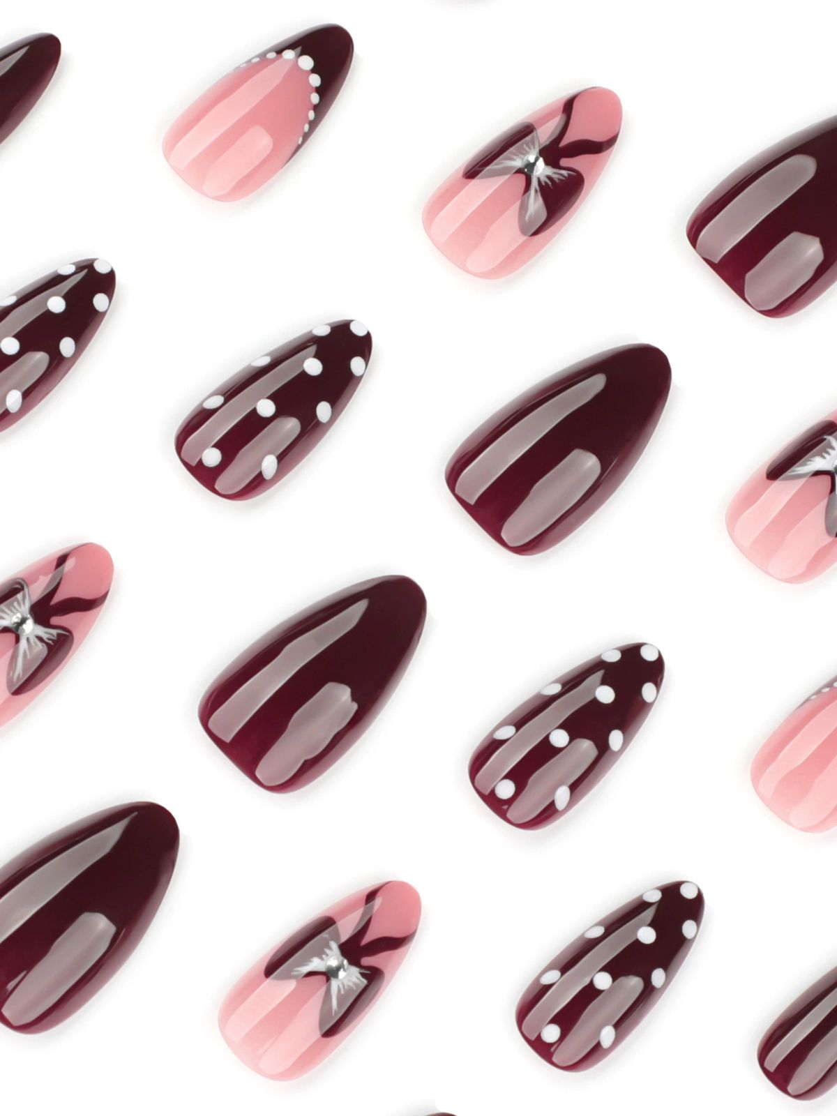 Garnet Dots Red Nails