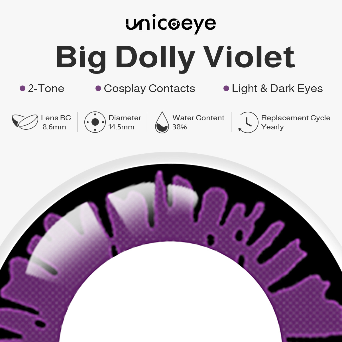 Big Dolly Violet Costume Yearly Contact Lenses