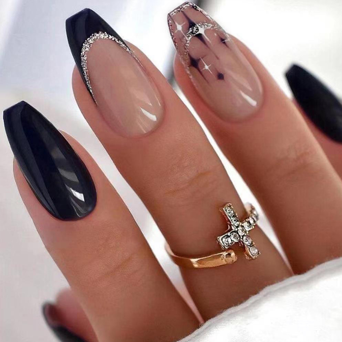 Onyx Glitter Black Nails