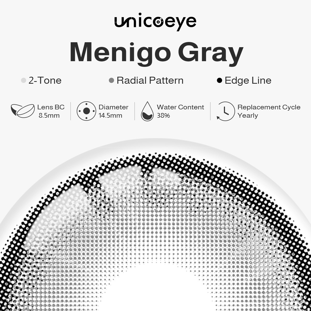 Menigo Gray Yearly Contact Lenses
