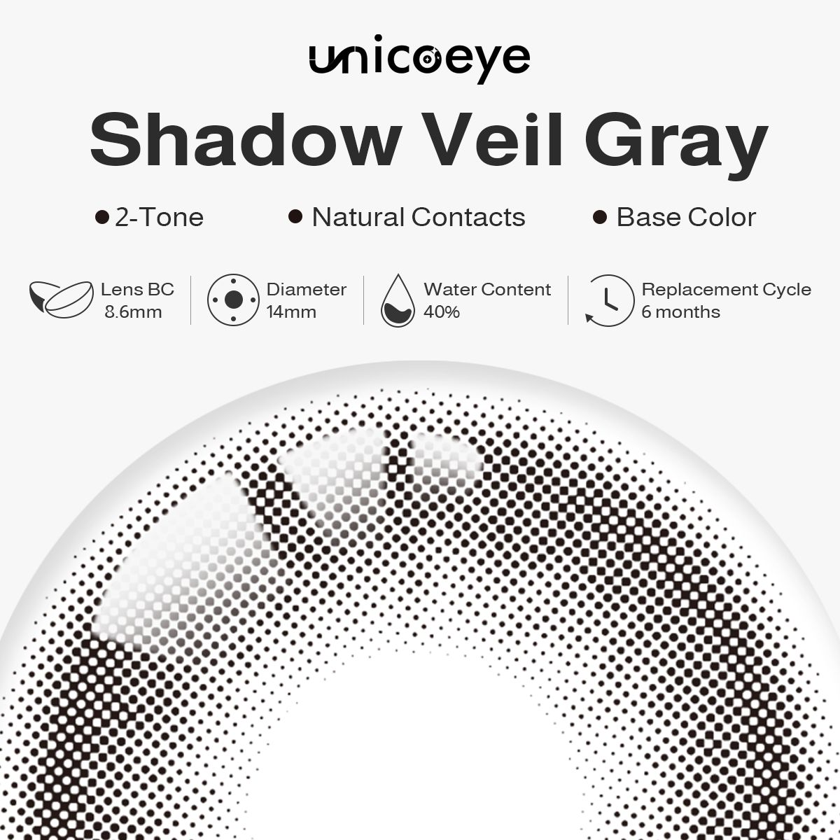 Shadow Veil Gray 6 Months Contact Lenses | 2 Pcs