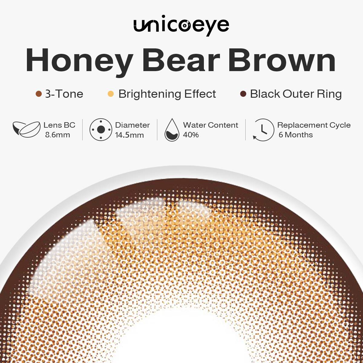 Honey Bear Brown Prescription 6 Month Contact Lenses | 2 Pcs
