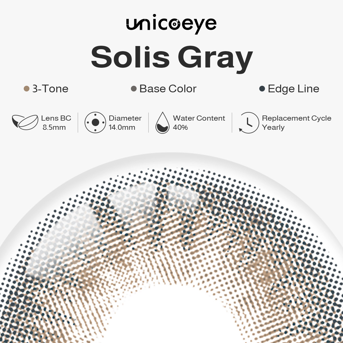 Solis Gray Yearly Contact Lenses | 2 Pcs