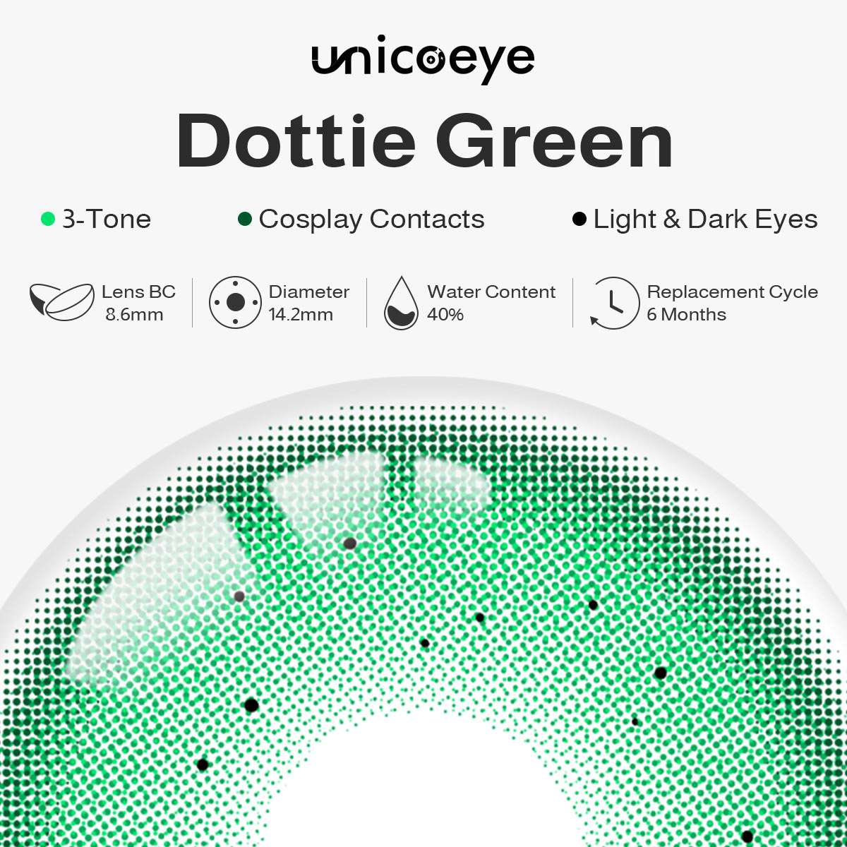Dottie Green Prescription 6 Months Contact Lenses | 2 Pcs