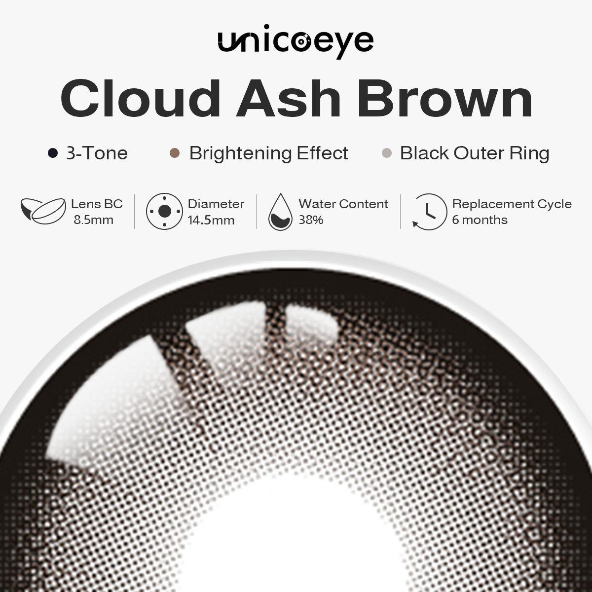 Cloud Ash Brown 6 Months Contact Lenses | 2 Pcs