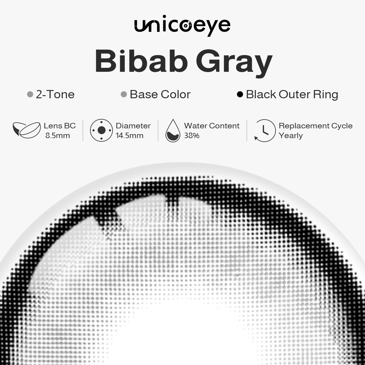 Bibab Gray Yearly Contact Lenses