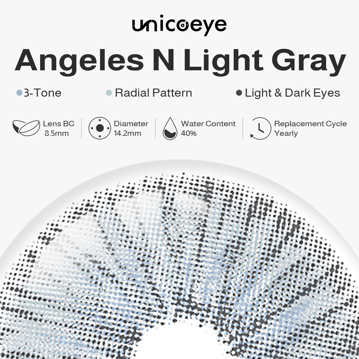 Angeles N Light Gray Yearly Contact Lenses | 2 Pcs