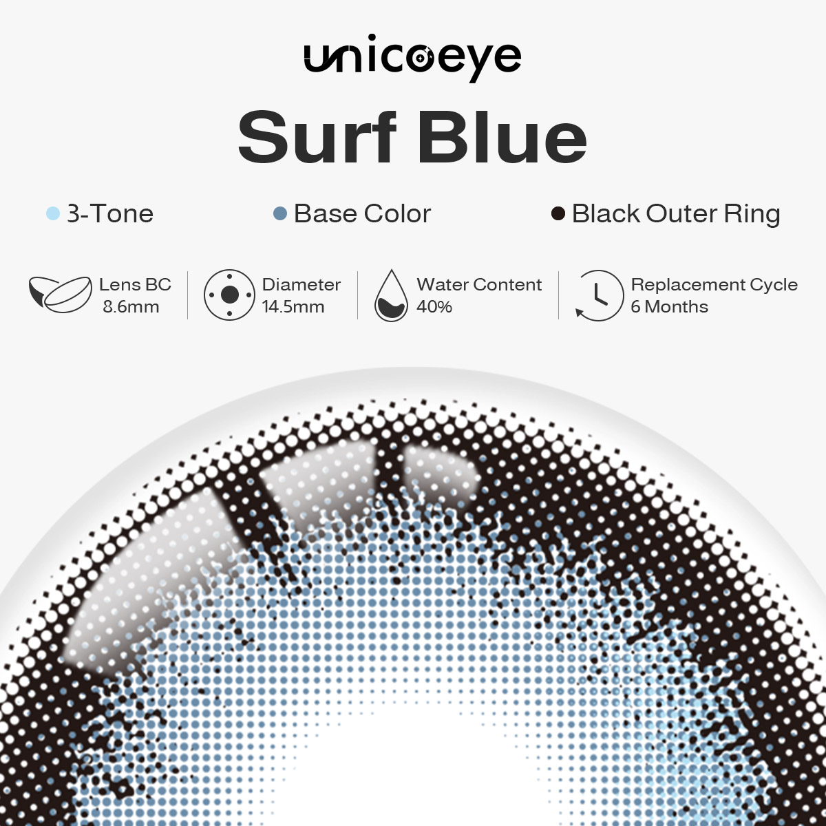 Surf Blue Prescription 6 Months Contact Lenses | 2pcs