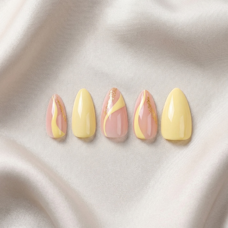 Solar Ripple Yellow Nails