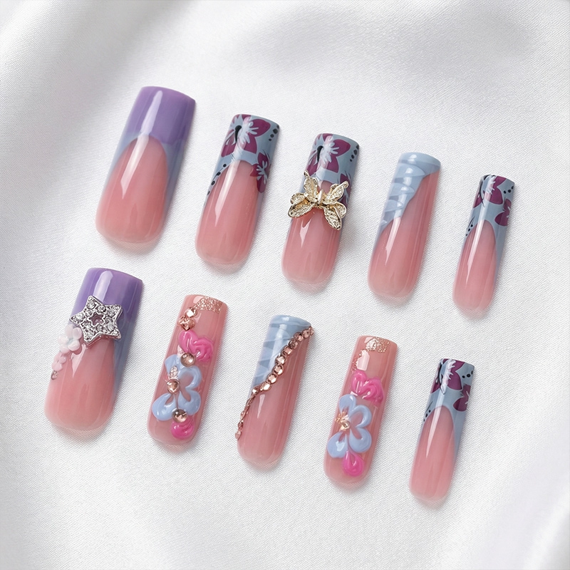 Butterfly Bouquet Blue Nails