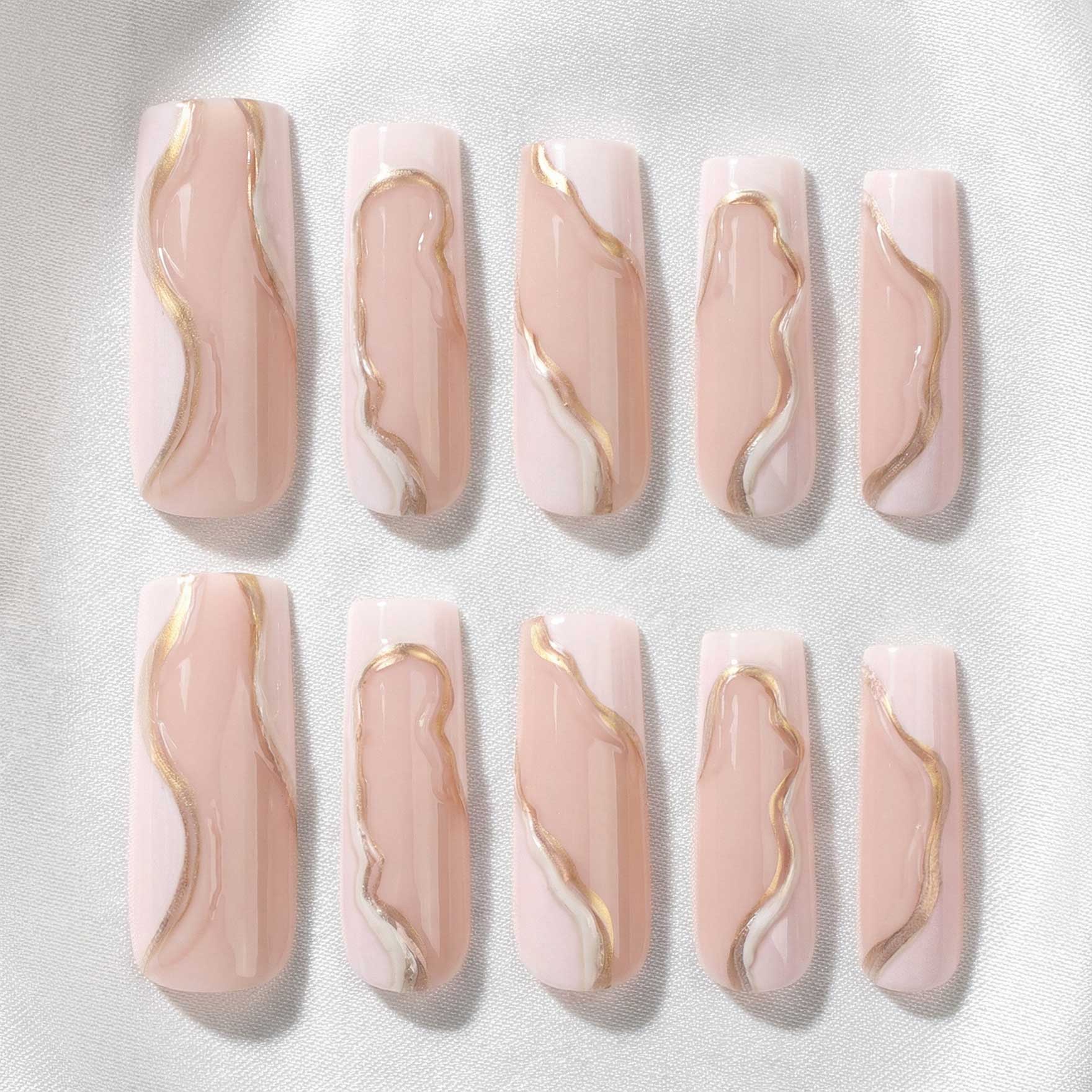 Ballet Gold Foil White Nails