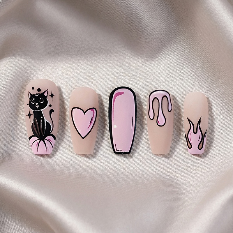 Kitty Canvas Pink Nails