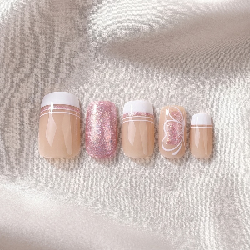 Nude Sparkle Pink Nails