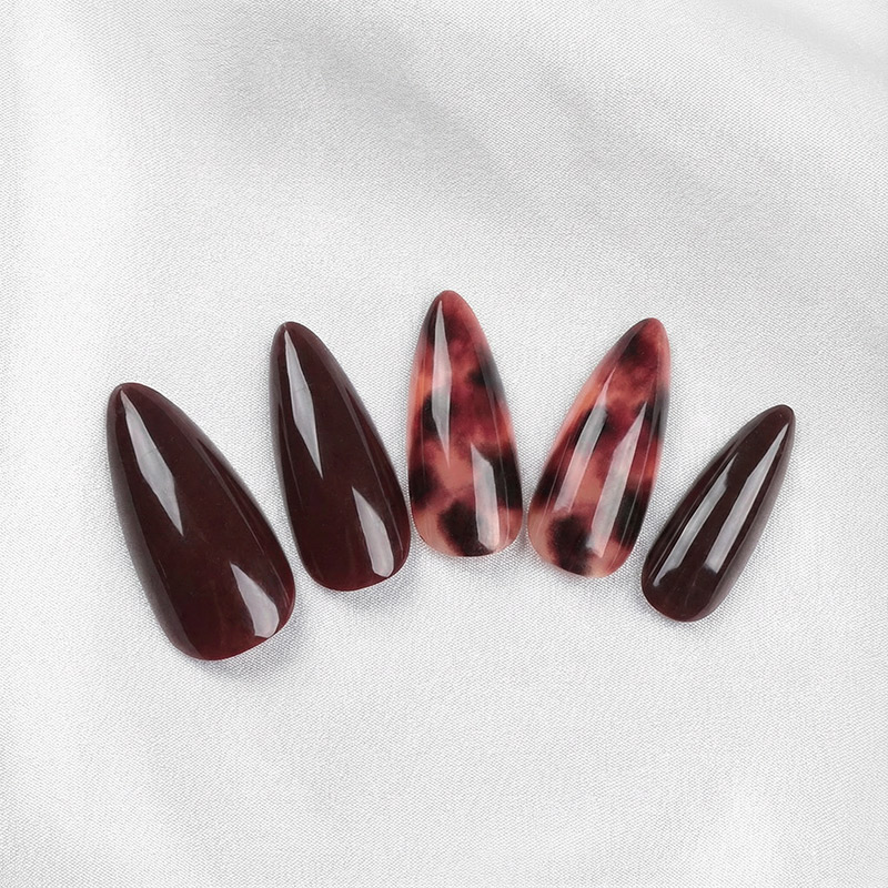 Leopard Nude Brown Nails