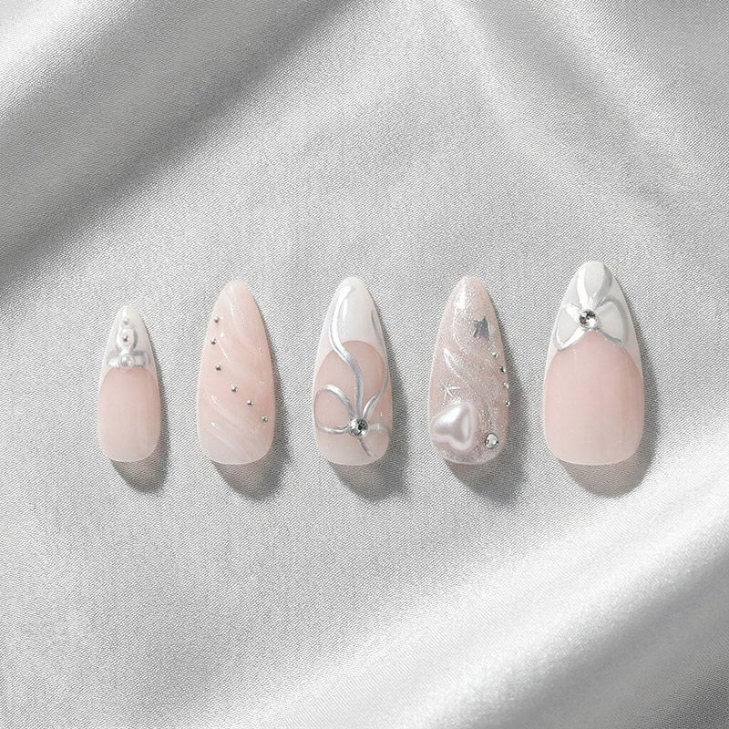 Elegant Bow Pink Nails