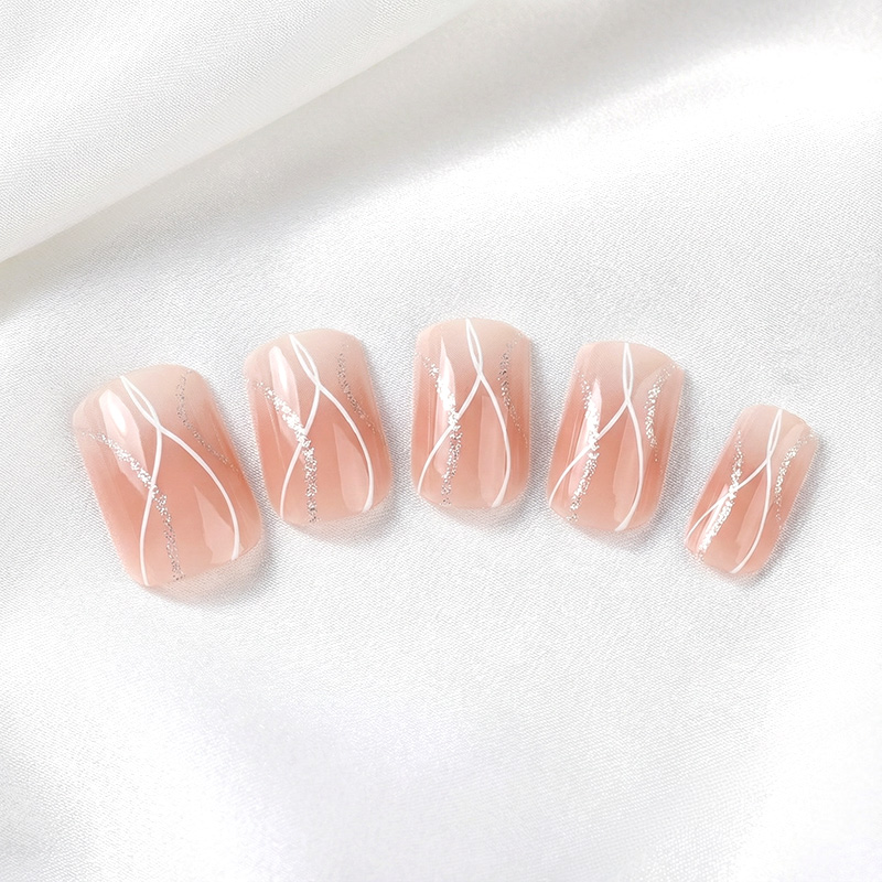 Tide Lines Pink Nails