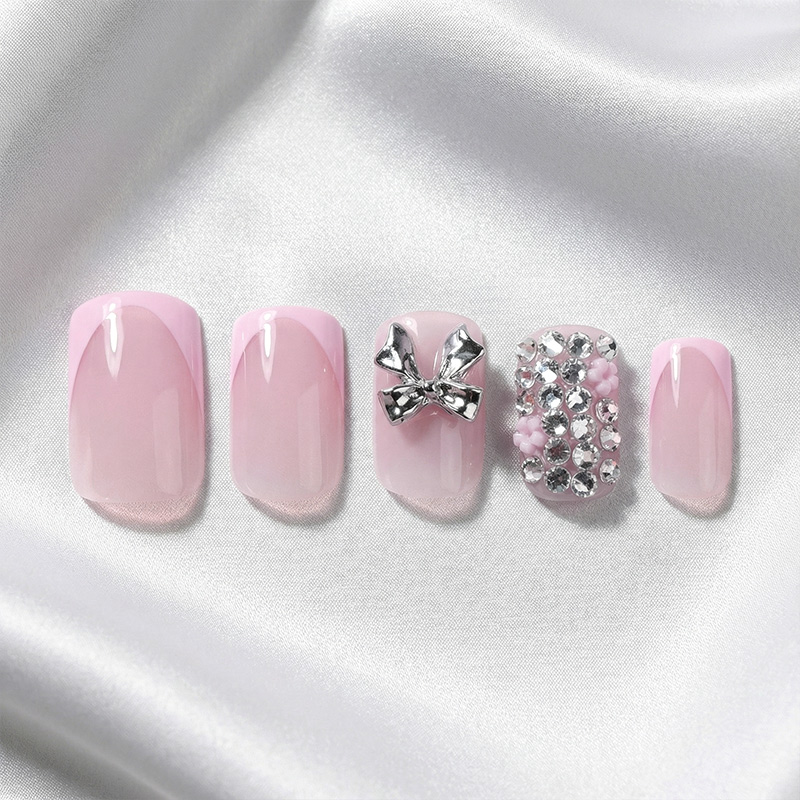 Prism Bows Pink Nails