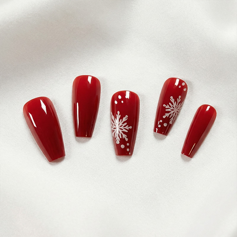 Joyful Christmas Wine Red Nails