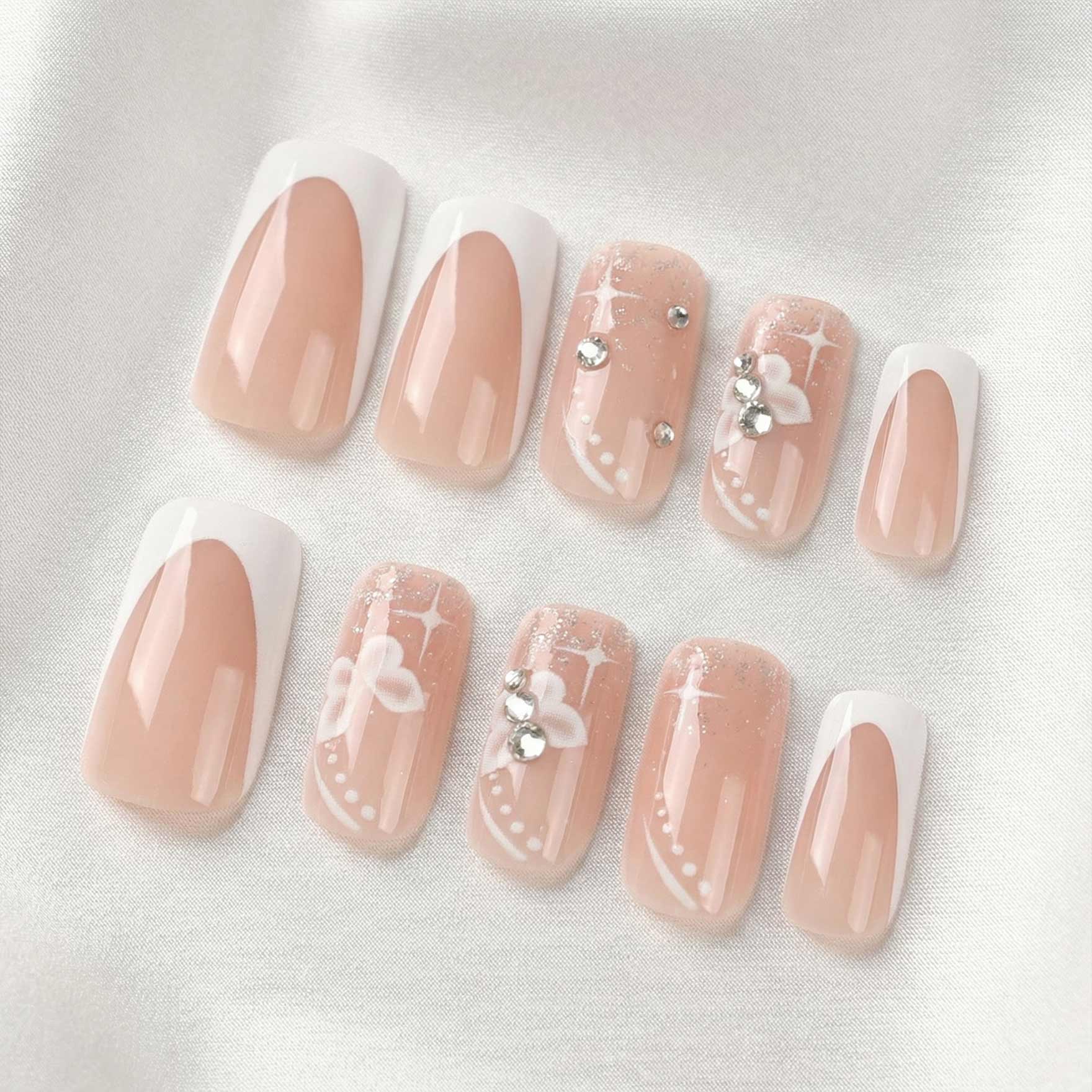 Sparkling Butterfly Pink Nails