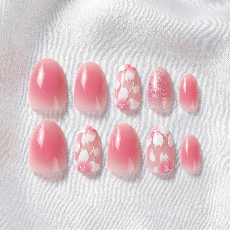 Flower Blush Dark Pink Nails