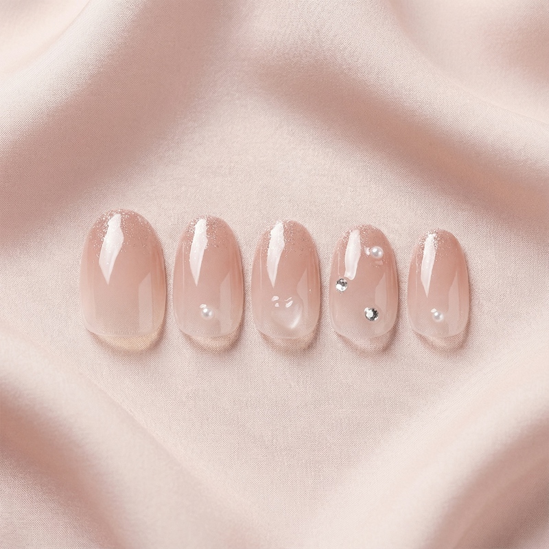 Blush Glitter Pink Nails