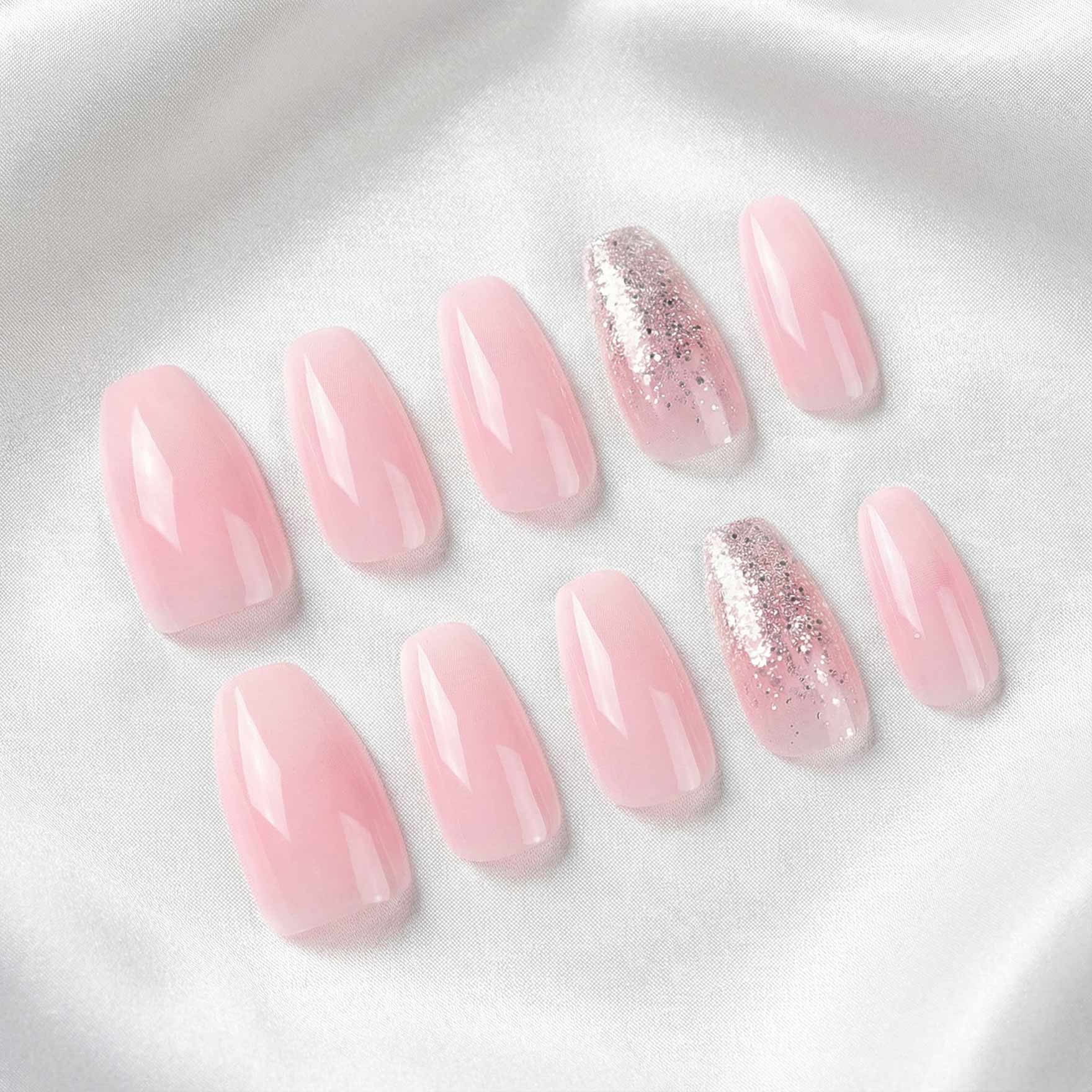 Gradient Glitter Pink Nails