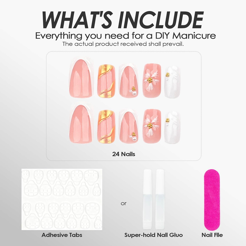 Noble Floral Pink Nails