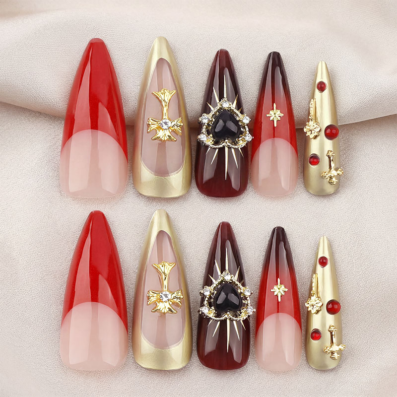 Chrome Heart Red Nails