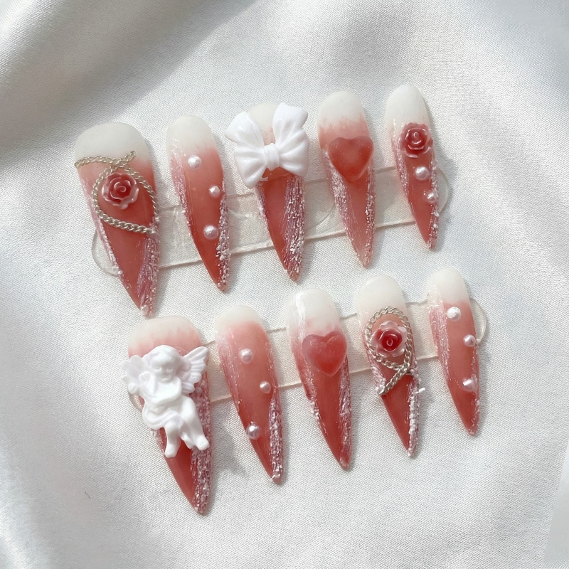 Angel Heart Red Nails