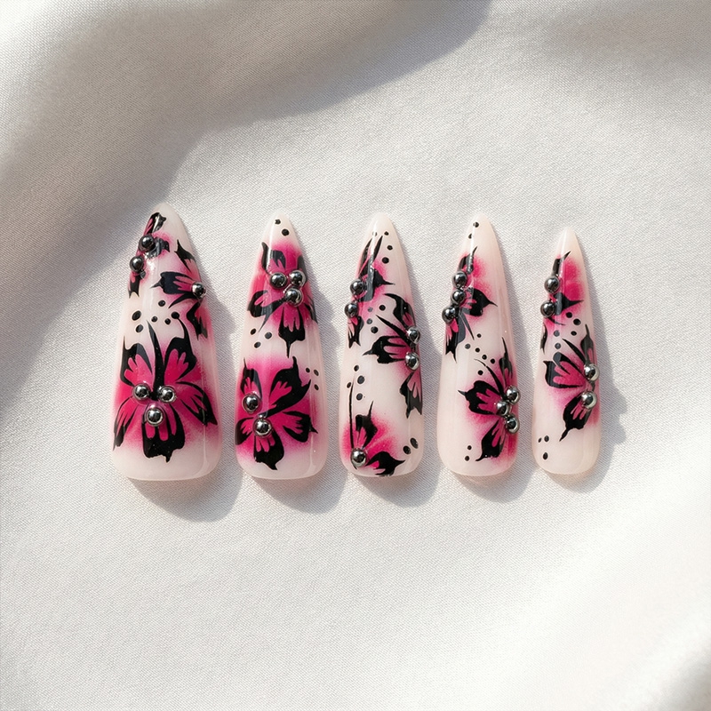 Floral Bliss Purple Nails