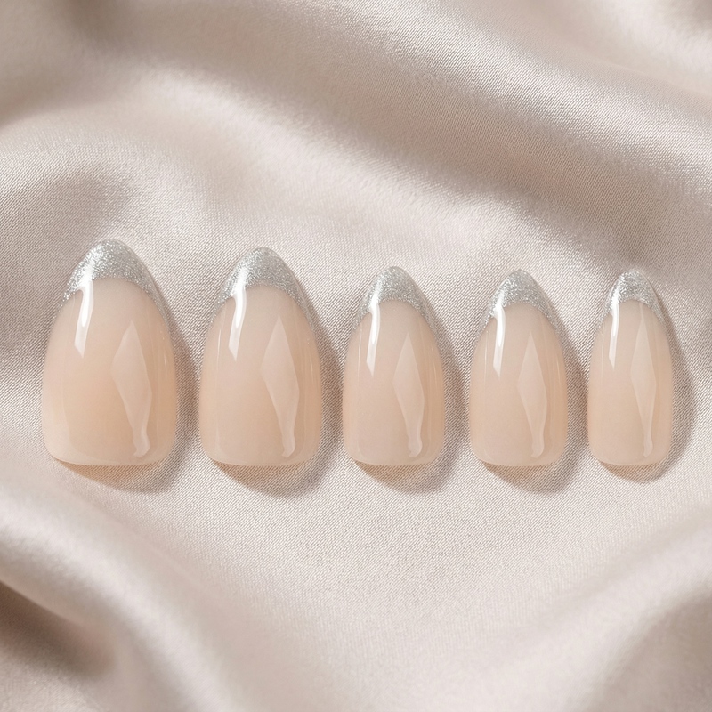 Glistening Edge Silver Nails