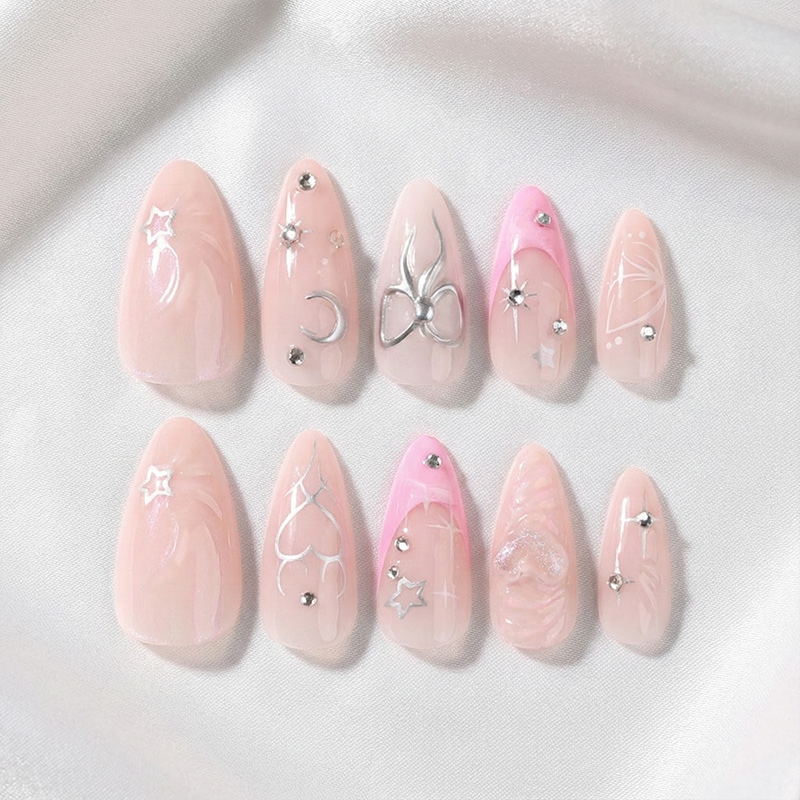 Silver Kiss Pink Nails