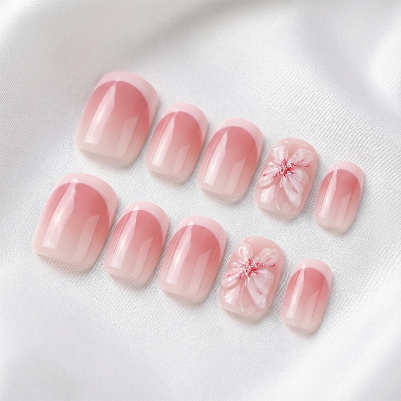 Crystal Flutter Pink Nails