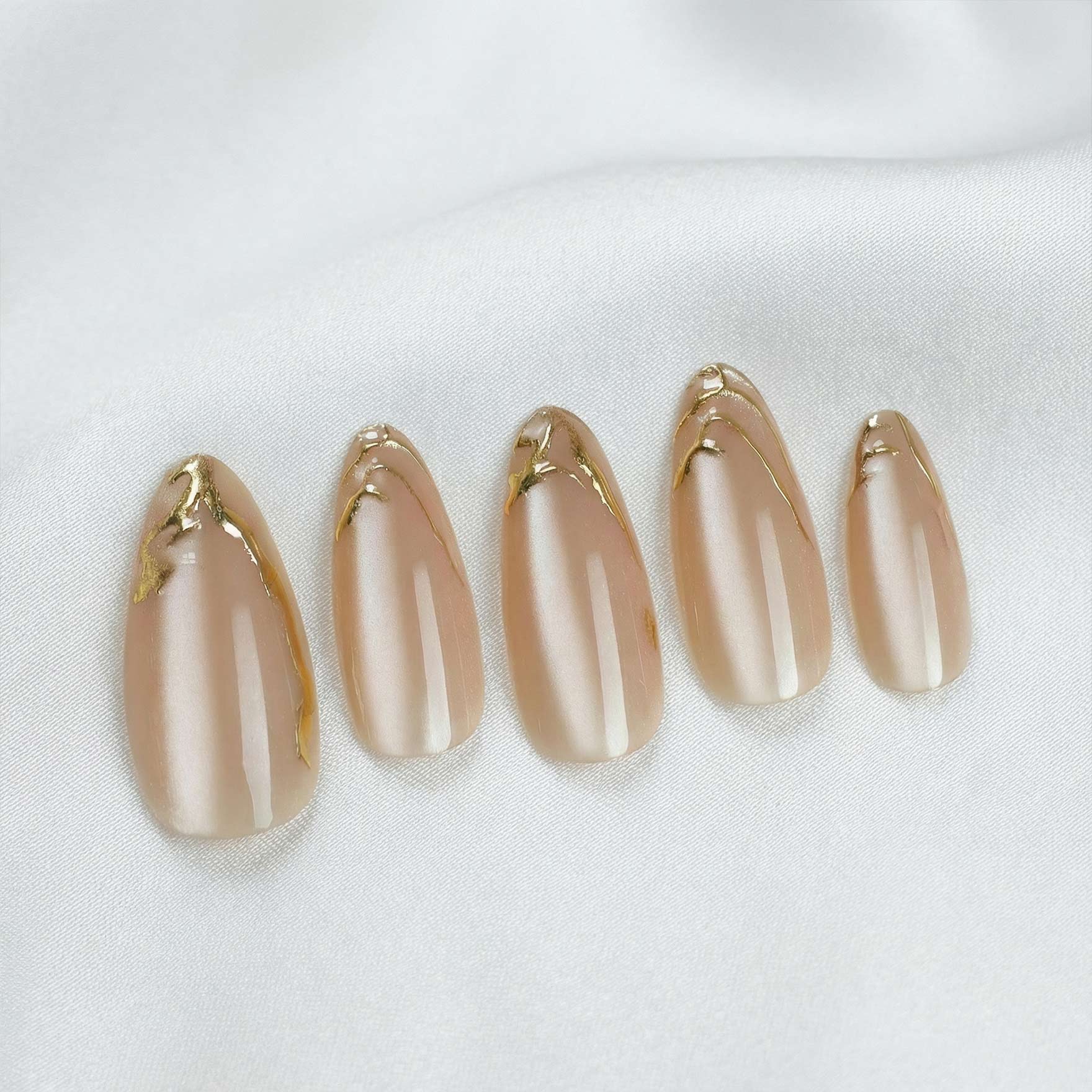 Golden Tips Pink Nails