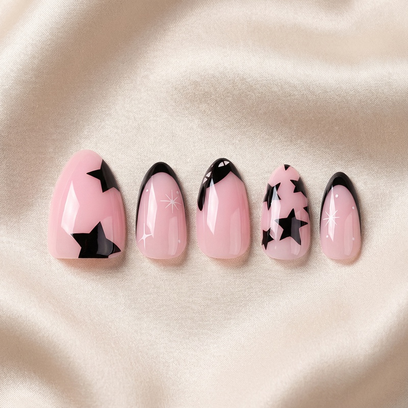 Dark Stars Pink Nails