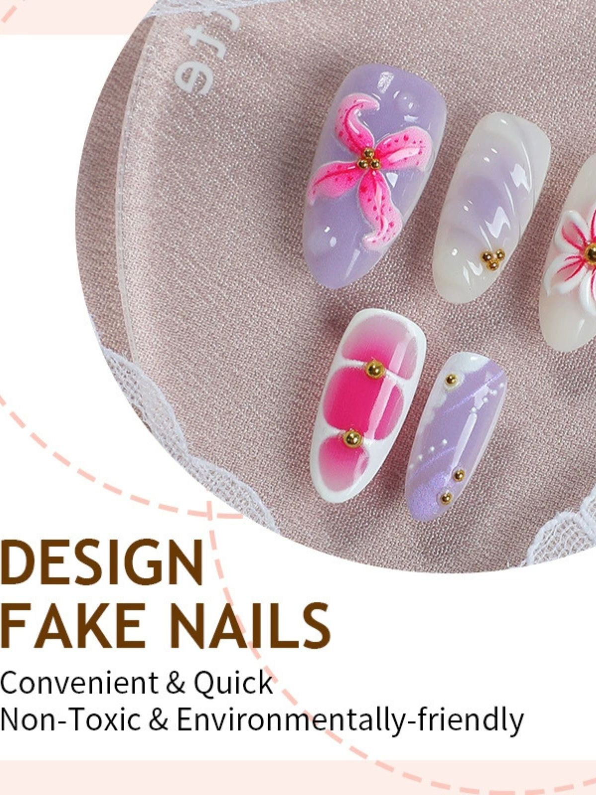 Floral Finesse Pink Nails