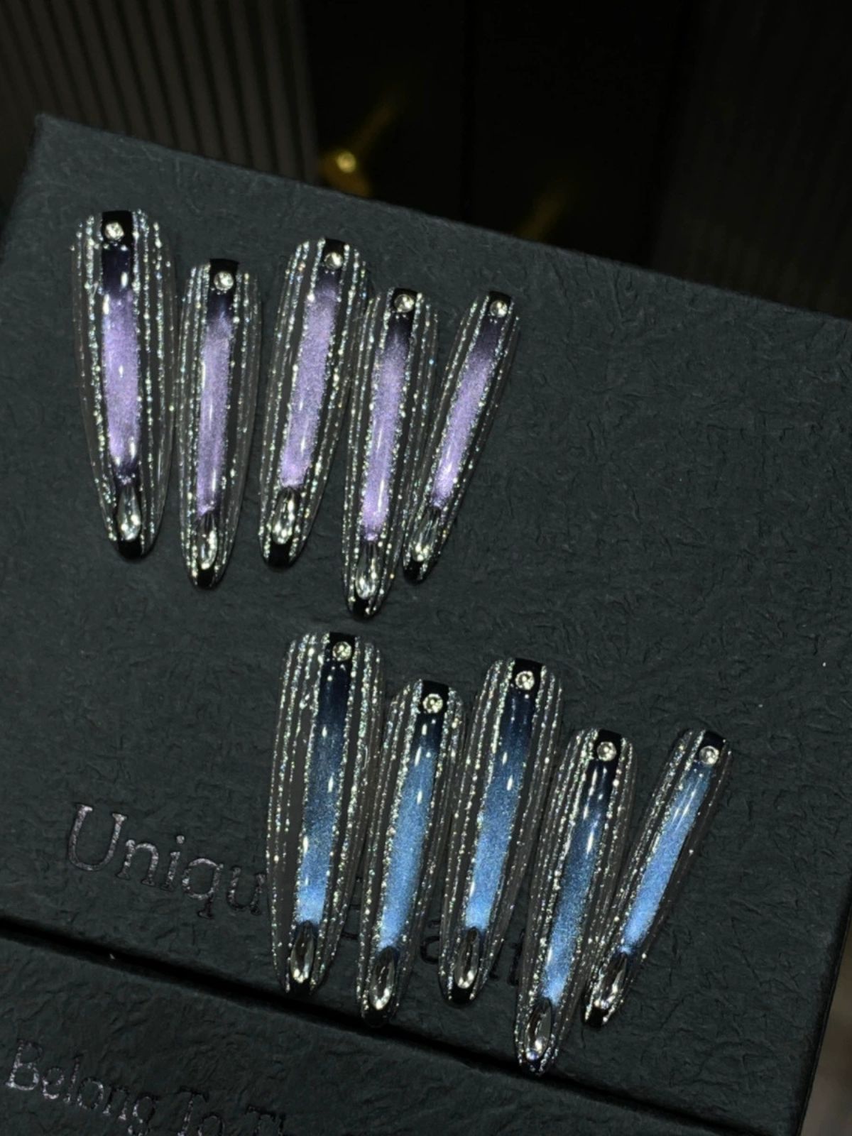 Diamond Dazzle Blue Nails