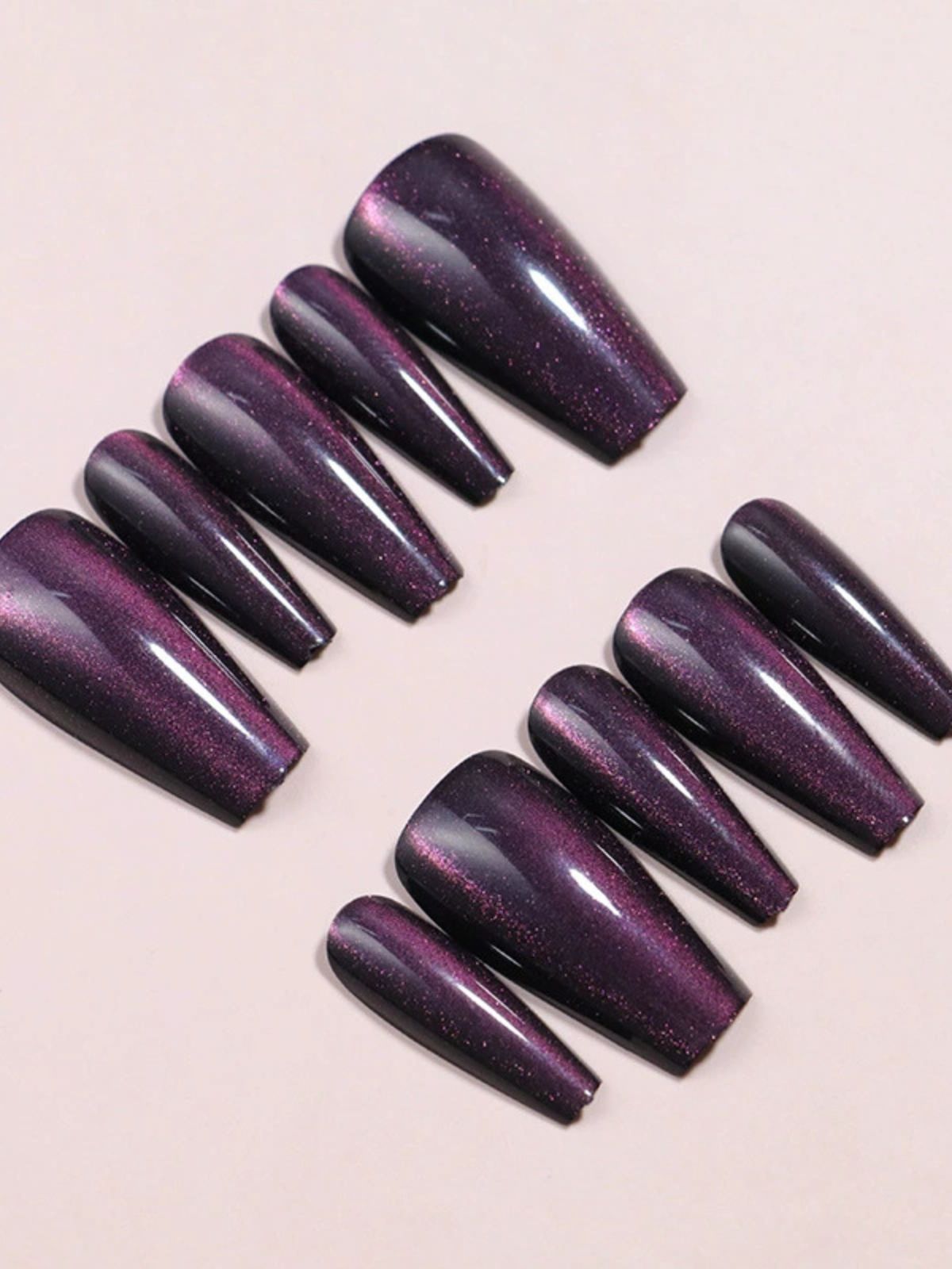 Glitter Galaxy Purple Nails