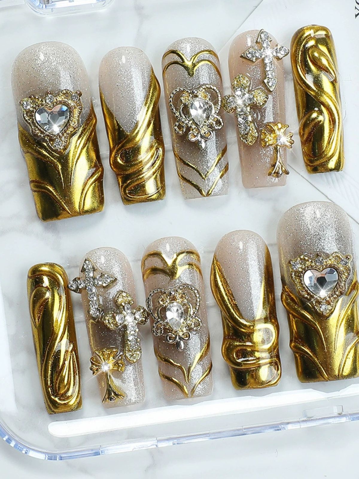Royal Opulence Gold Nails